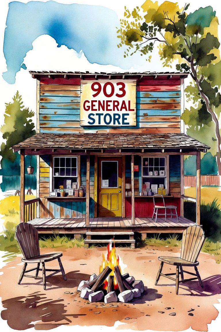 903 General Store watercolor illustration